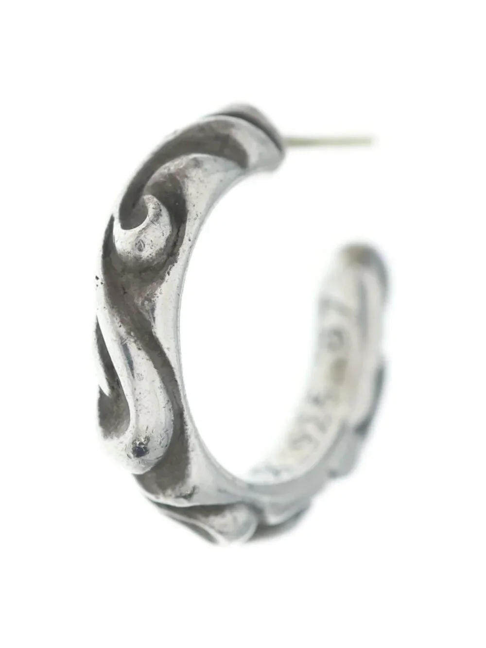 Chrome Hearts Hoop Scrool Scroll Earrings Silver